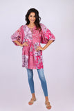 226092 XXL Patchwork Tunic Dress: Pink Flora Aura