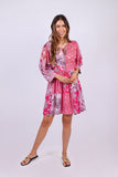 226092 XXL Patchwork Tunic Dress: Pink Flora Aura