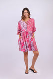 226092 XXL Patchwork Tunic Dress: Pink Flora Aura