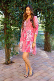 226092 XXL Patchwork Tunic Dress: Pink Flora Aura