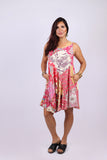 226093 Sleeveless Patchwork Umbrella Dress