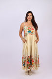 226102 Ivory Garden Floral Maxi Dress: Cotton Schiffli
