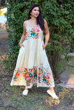 226102 Ivory Garden Floral Maxi Dress: Cotton Schiffli