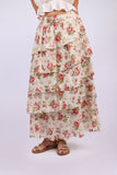 226104 White Floral Ruffle Skirt (Cotton Voil)