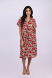 226105 Red Daisy Shirt Dress with Belt (Cotton Voil)