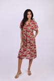 226105 Red Daisy Shirt Dress with Belt (Cotton Voil)
