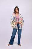 226112 Boho Kimono with Tassels in Floral Cream