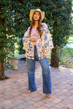 226112 Boho Kimono with Tassels in Floral Cream
