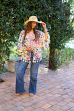 226112 Boho Kimono with Tassels in Floral Cream