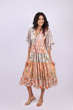 226116 Flutter Sleeve Boho Dress: Daydreamer Blossom Patchwork