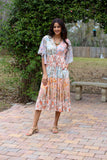 226116 Flutter Sleeve Boho Dress: Daydreamer Blossom Patchwork