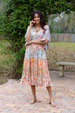 226116 Flutter Sleeve Boho Dress: Daydreamer Blossom Patchwork