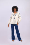 226128 Emroidered Boho Peasant Top (Natural Linen Feel)