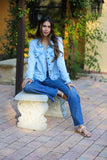 226131 Lightweight Raw Edge Jacket (Sky Blue)