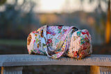 226136 White Floral Upcycled Patchwork Duffel Bag