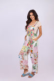 226138 White Floral Umbrella Overall in Upcycled Patchwork