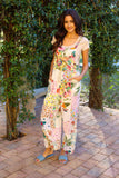 226138 White Floral Umbrella Overall in Upcycled Patchwork