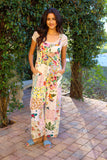 226138 White Floral Umbrella Overall in Upcycled Patchwork