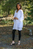226204 White Lace Detail Cotton Cardigan