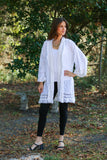 226204 White Lace Detail Cotton Cardigan