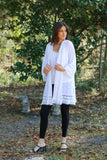 226204 White Lace Detail Cotton Cardigan