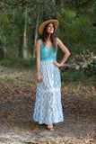226207 Boho Spaghetti Strap Crochet Garden Dress (Blue)