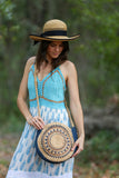 226207 Boho Spaghetti Strap Crochet Garden Dress (Blue)
