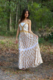 226208 Boho Spaghetti Strap Crochet Garden Dress (Beige)