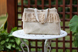 226211 Beige Fringe Boho Tote Bag (Cotton Woven)