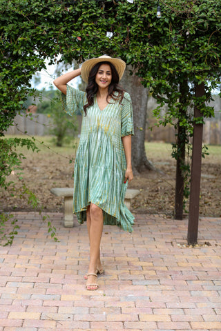flowy tie dye dress Hippie Boho Maxi Flowy Tie Dye Dress Mauve / Regular main image 1